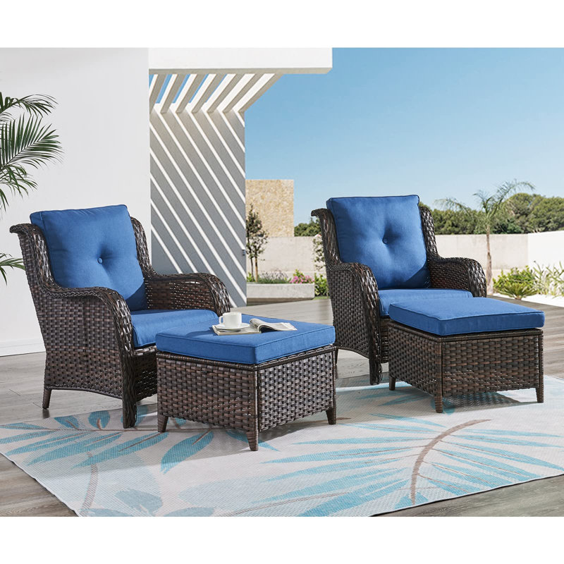 Ebern Designs Wicker Outdoor Ottoman Wayfair